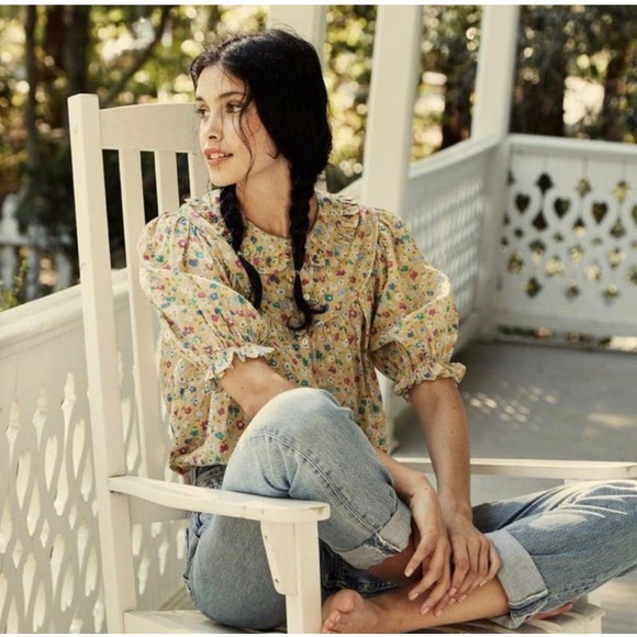 DOEN Prairie Top in Tasha Garden Floral Print L - Picture 4 of 10